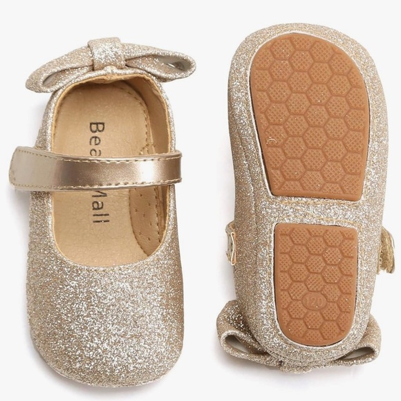 Other - Gold Glitter Kids Shoes with Bow 061